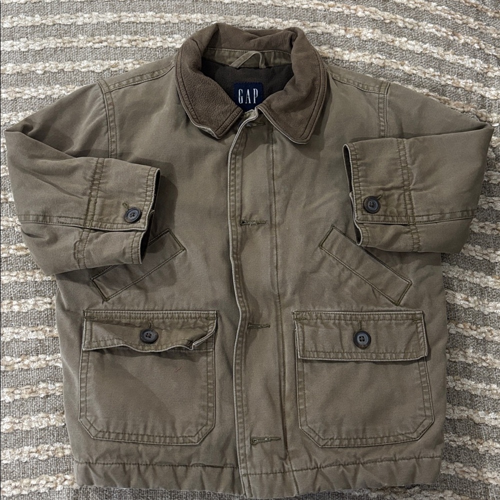 GAP Chore boys Tan Button‎ Up Canvas Barn Coat Jacket Size XXS